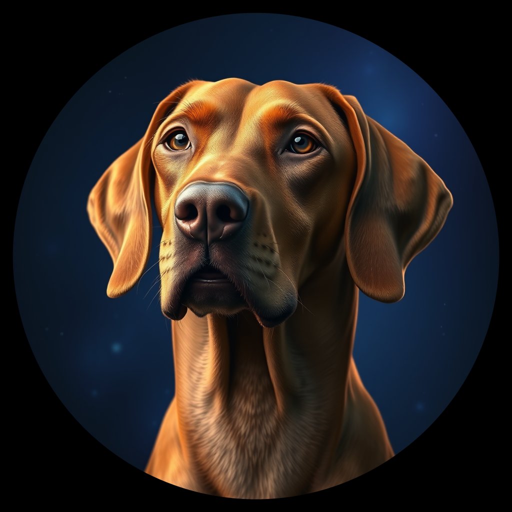 Cosmic medallion portrait of PFZ36F01_PFZ36F01, a Vizsla