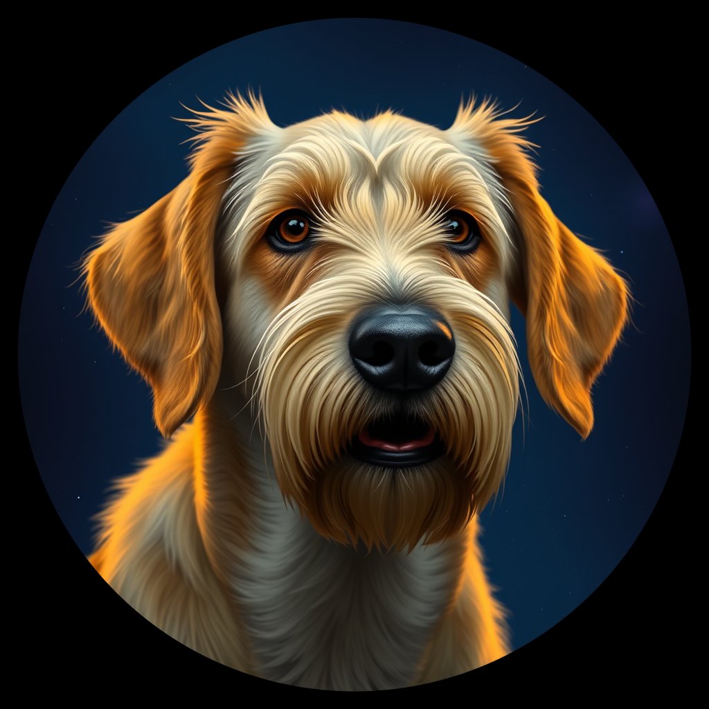 Cosmic medallion portrait of PFZ36F04_PFZ36F04, a Otterhound