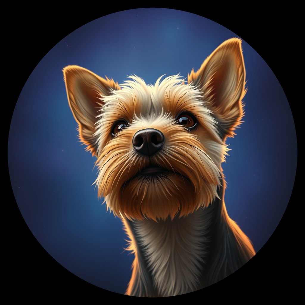 Cosmic medallion portrait of PFZ36F05_PFZ36F05, a Yorkshire Terrier