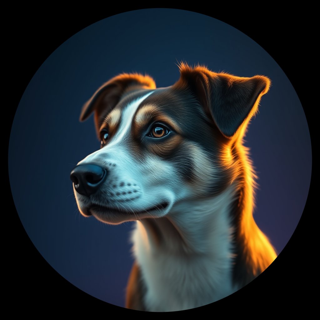 Cosmic medallion portrait of PFZ36F09_PFZ36F09, a Border Collie