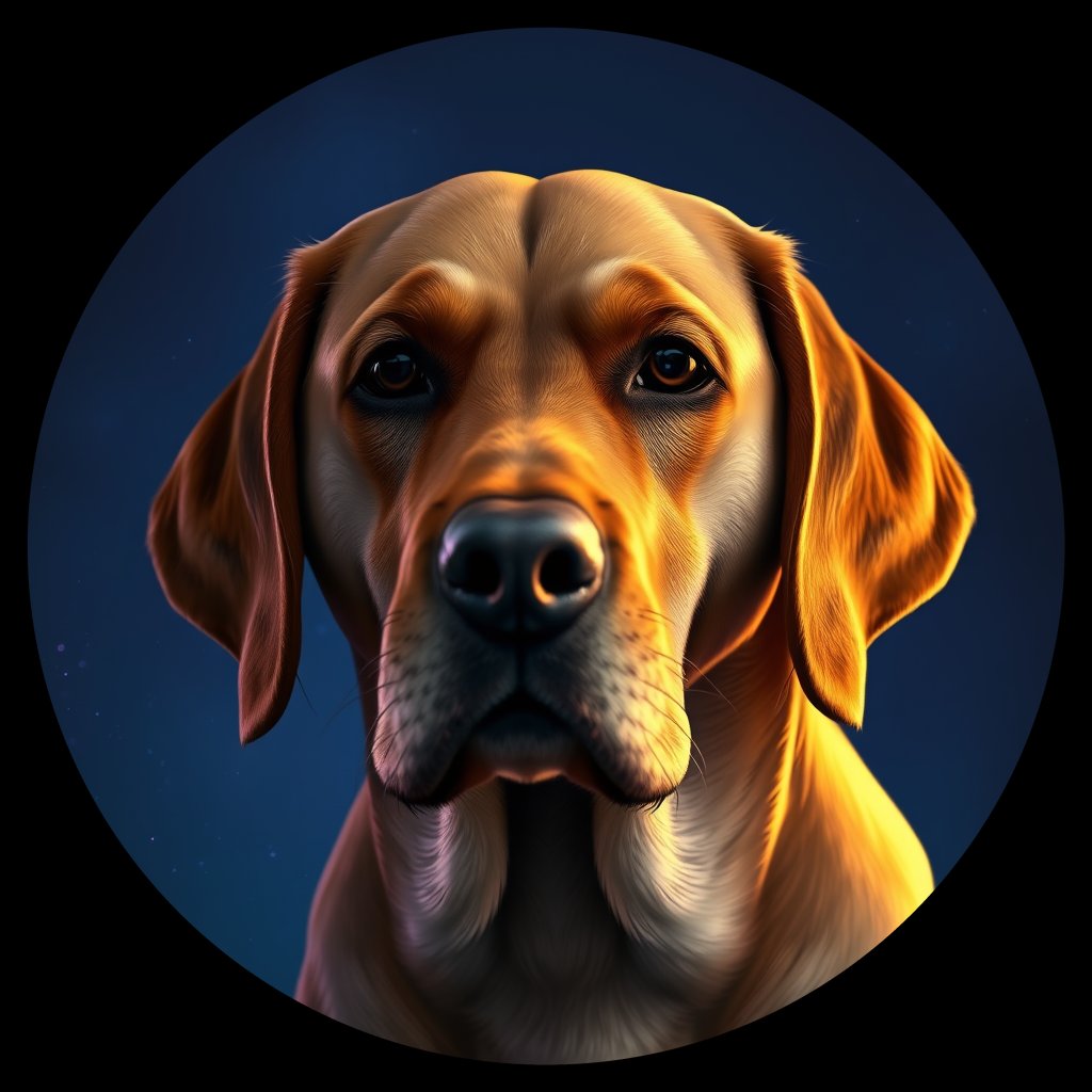Cosmic medallion portrait of PFZ36F12_PFZ36F12, a Labrador Retriever