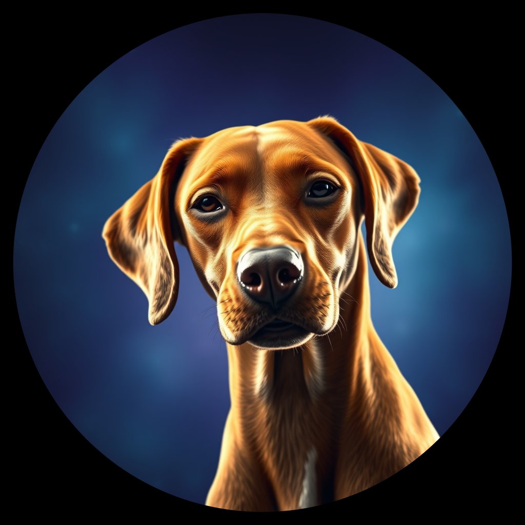 Cosmic medallion portrait of PFZ36G01_PFZ36G01, a Vizsla