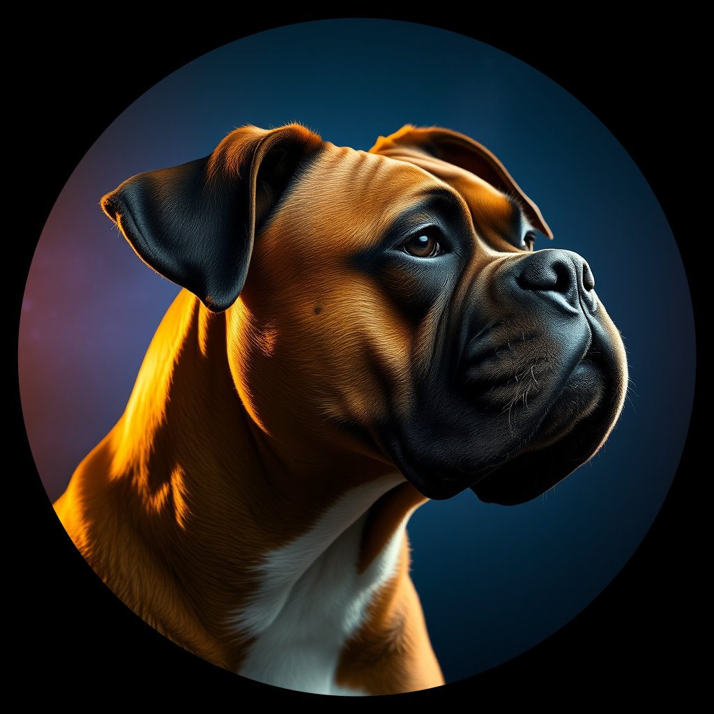 Cosmic medallion portrait of PFZ36G02_PFZ36G02, a Boxer