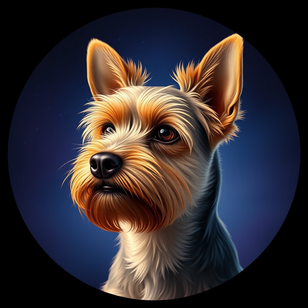 Cosmic medallion portrait of PFZ36G05_PFZ36G05, a Yorkshire Terrier