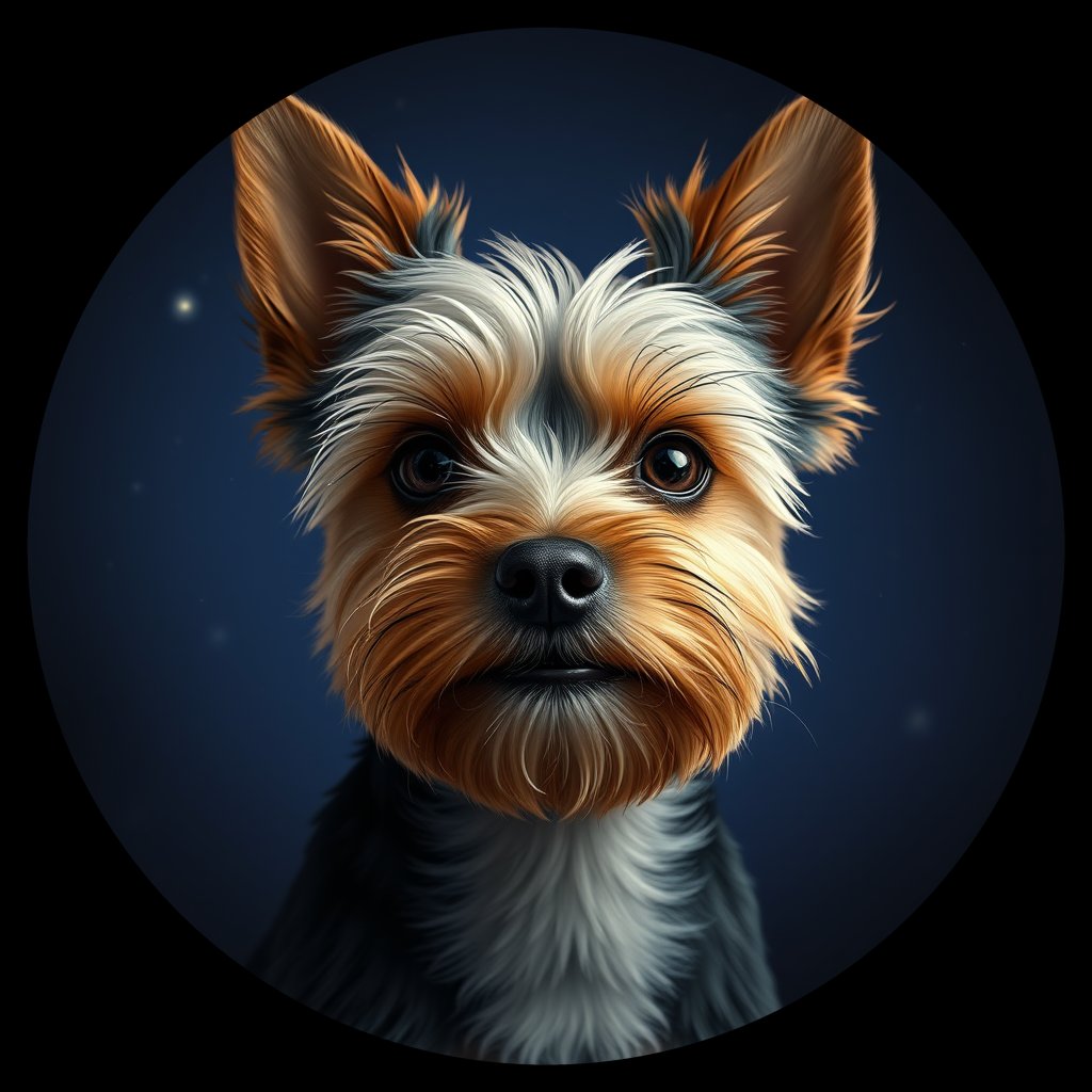 Cosmic medallion portrait of PFZ36G06_PFZ36G06, a Yorkshire Terrier
