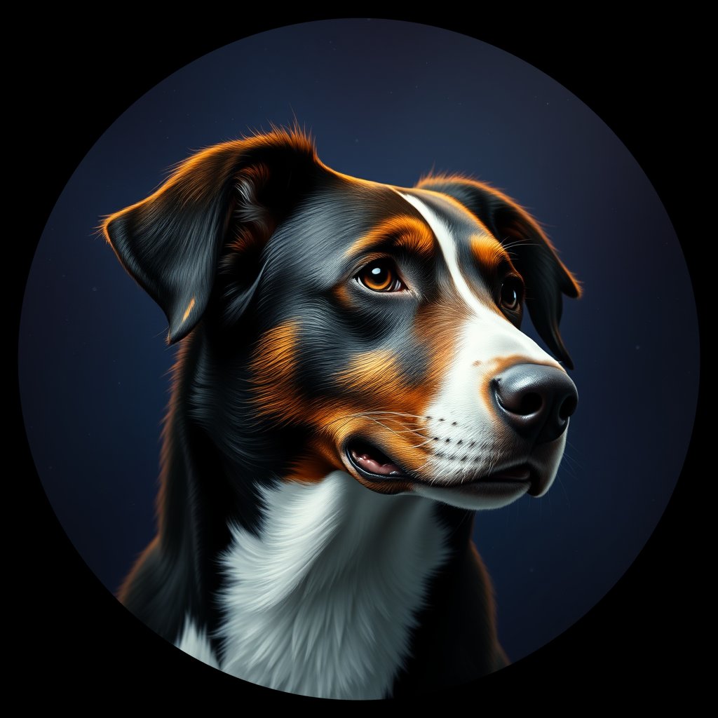 Cosmic medallion portrait of PFZ36G09_PFZ36G09, a Border Collie