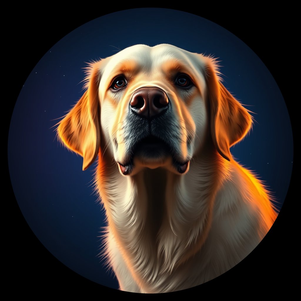 Cosmic medallion portrait of PFZ36G11_PFZ36G11, a Golden Retriever