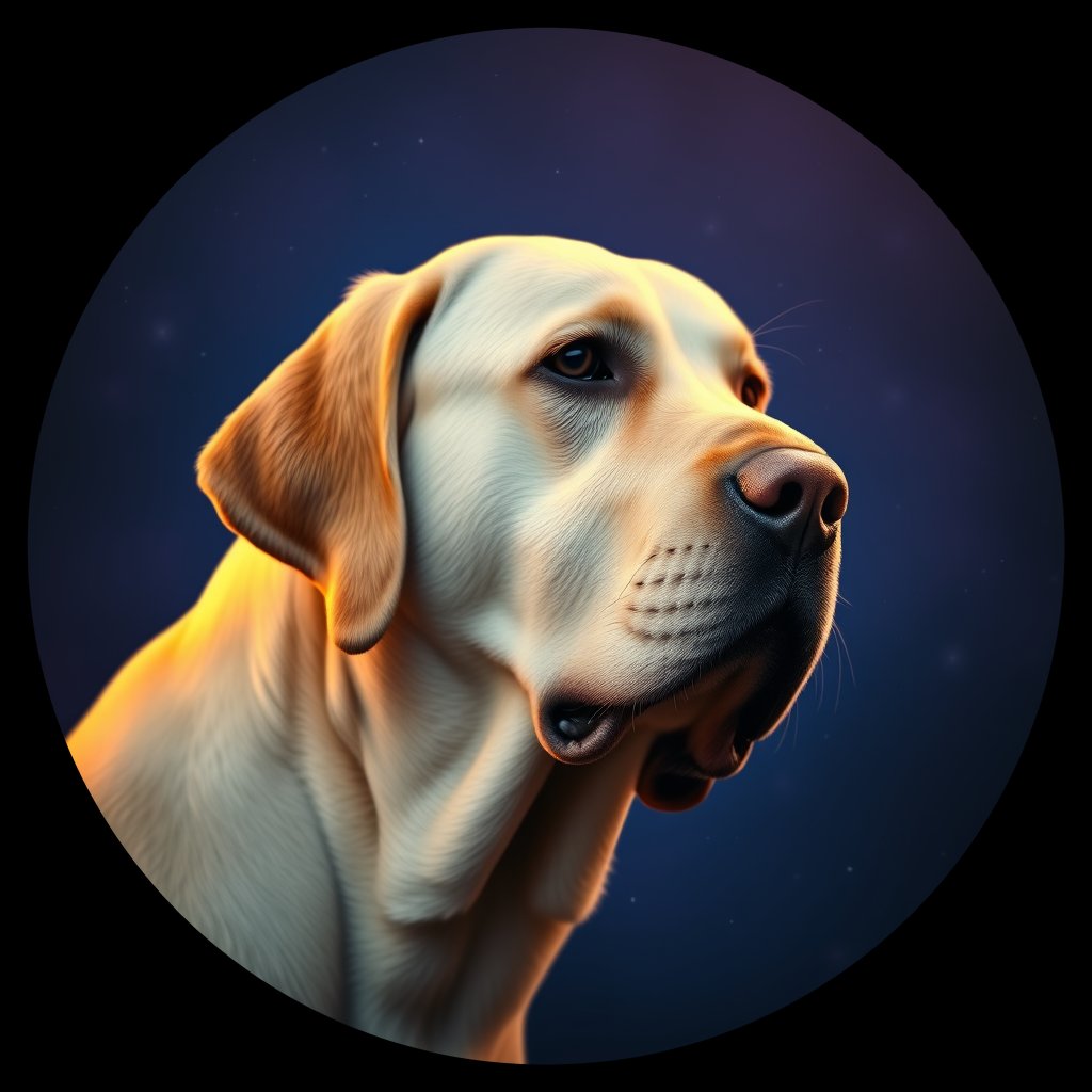 Cosmic medallion portrait of PFZ36G12_PFZ36G12, a Labrador Retriever