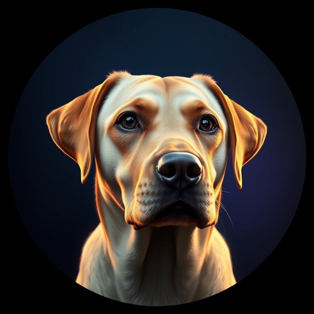 Cosmic medallion portrait of PFZ36H01_PFZ36H01, a Labrador Retriever