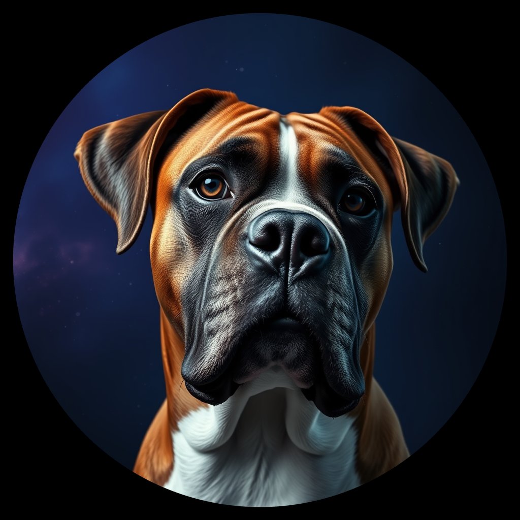 Cosmic medallion portrait of PFZ36H02_PFZ36H02, a Boxer