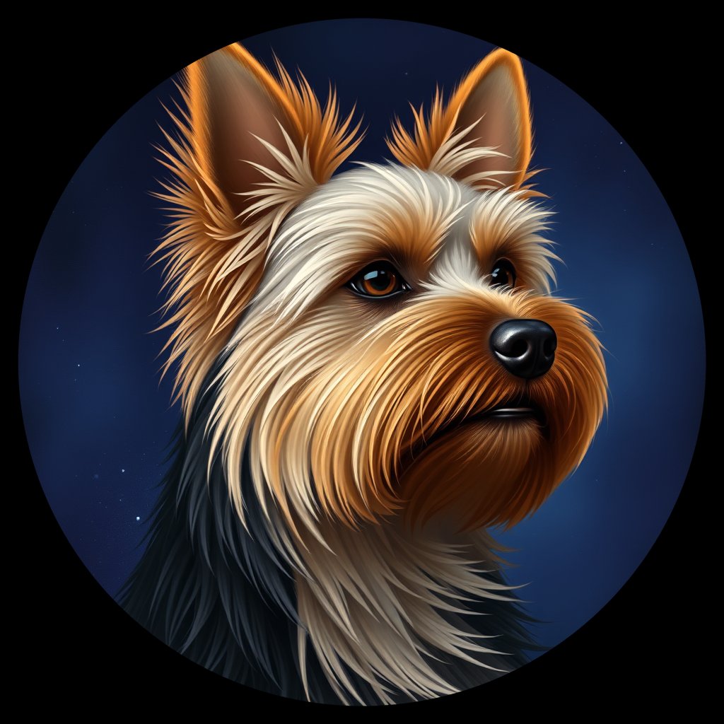 Cosmic medallion portrait of PFZ36H05_PFZ36H05, a Yorkshire Terrier