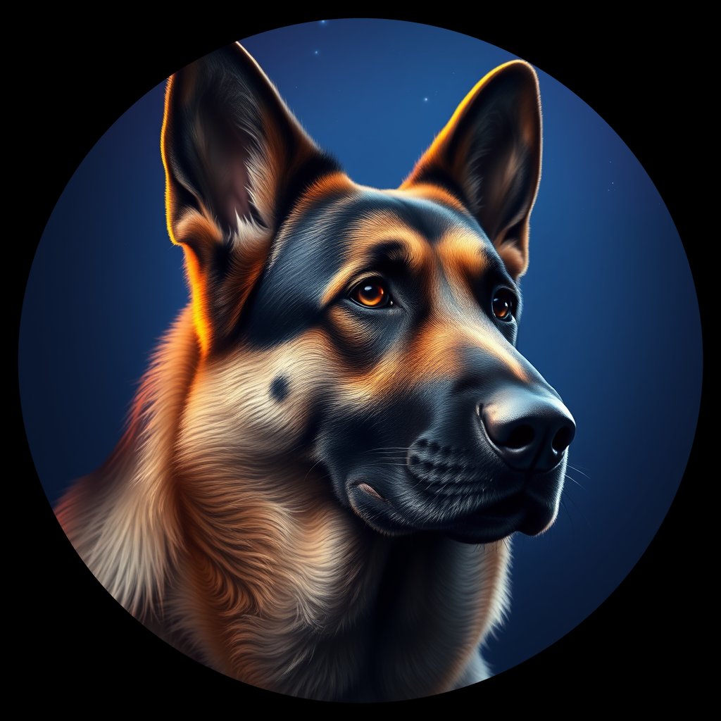 Cosmic medallion portrait of PFZ36H06_PFZ36H06, a German Shepherd
