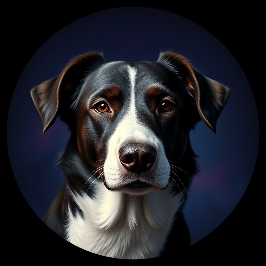 Cosmic medallion portrait of PFZ36H08_PFZ36H08, a Border Collie