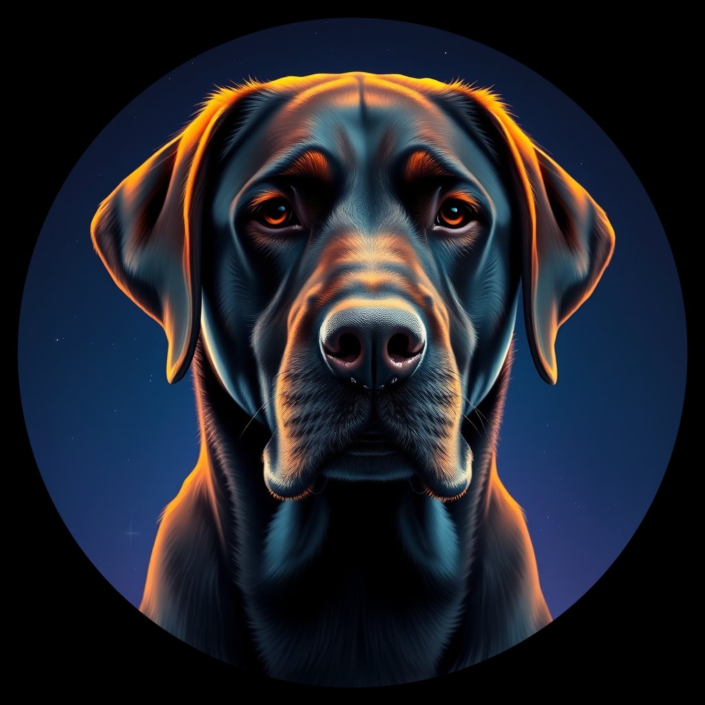 Cosmic medallion portrait of PFZ36H09_PFZ36H09, a Labrador Retriever