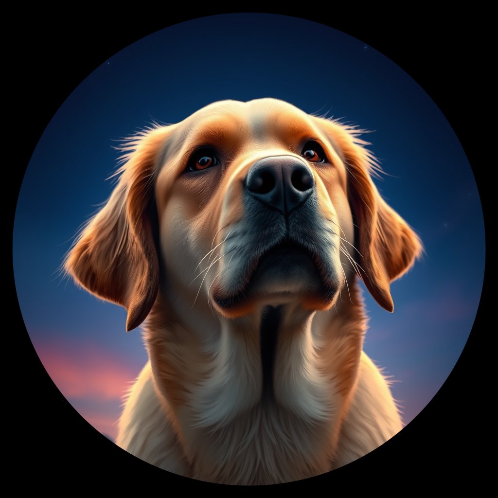 Cosmic medallion portrait of PFZ36H10_PFZ36H10, a Golden Retriever