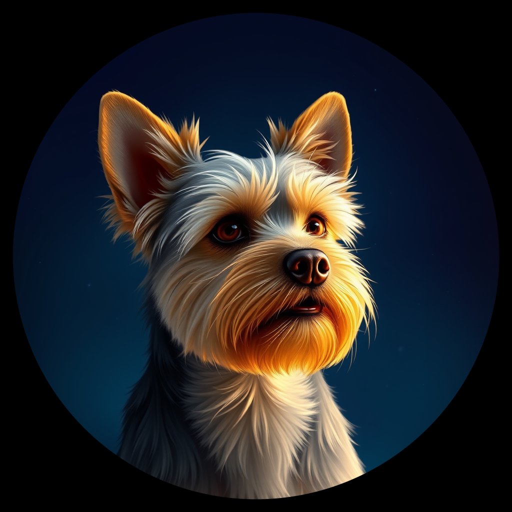 Cosmic medallion portrait of PFZ37A03_PFZ37A03, a Yorkshire Terrier