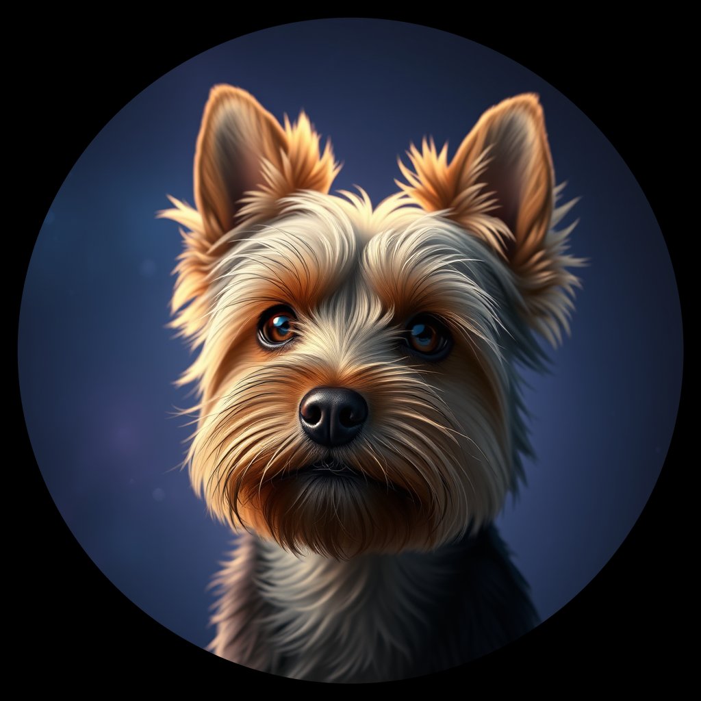 Cosmic medallion portrait of PFZ37A04_PFZ37A04, a Yorkshire Terrier