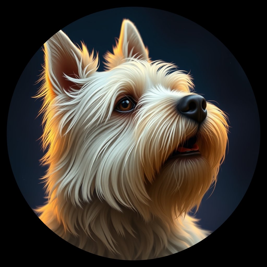 Cosmic medallion portrait of PFZ37A06_PFZ37A06, a Scottish Terrier
