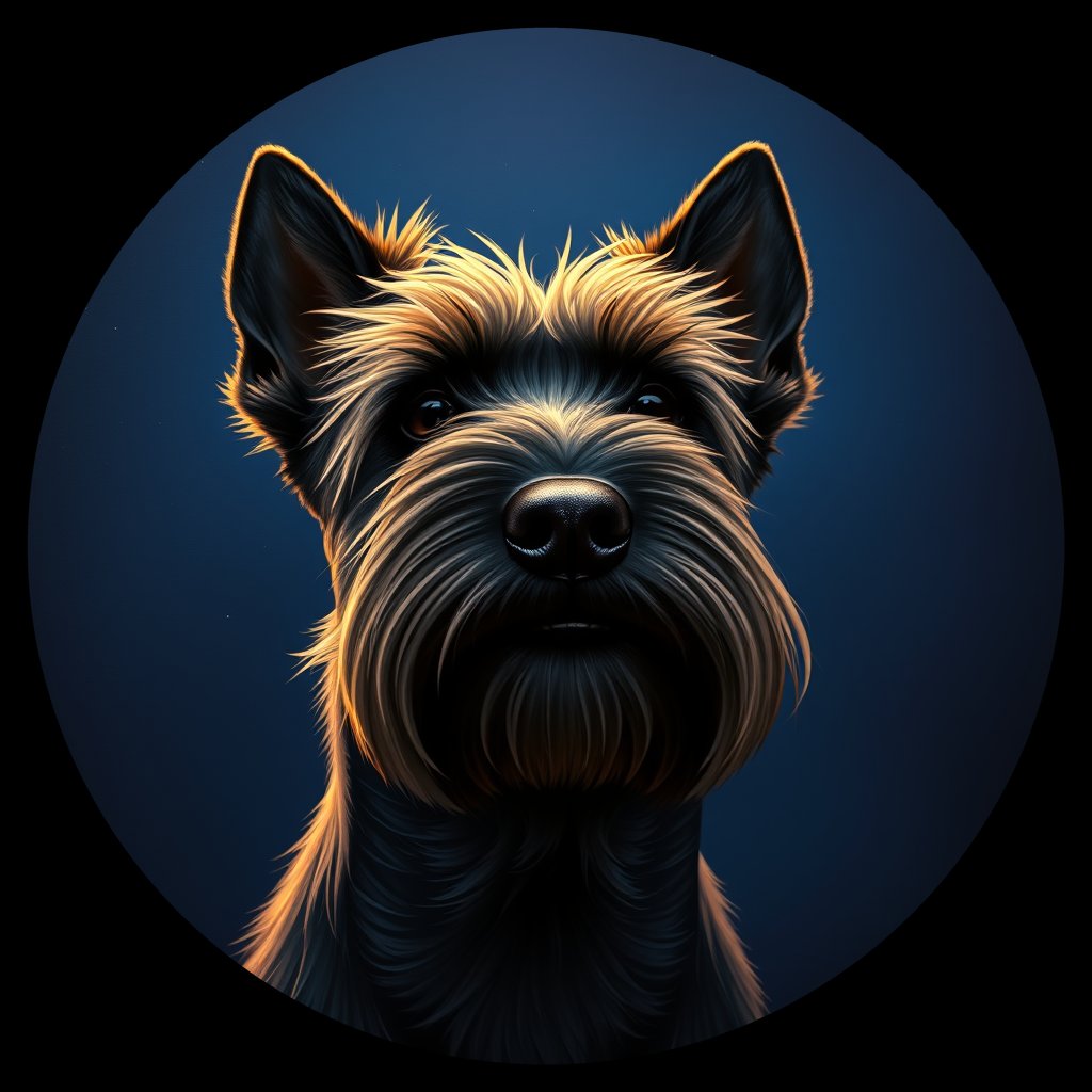 Cosmic medallion portrait of PFZ37A07_PFZ37A07, a Scottish Terrier