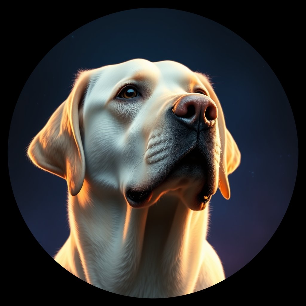 Cosmic medallion portrait of PFZ37A08_PFZ37A08, a Labrador Retriever