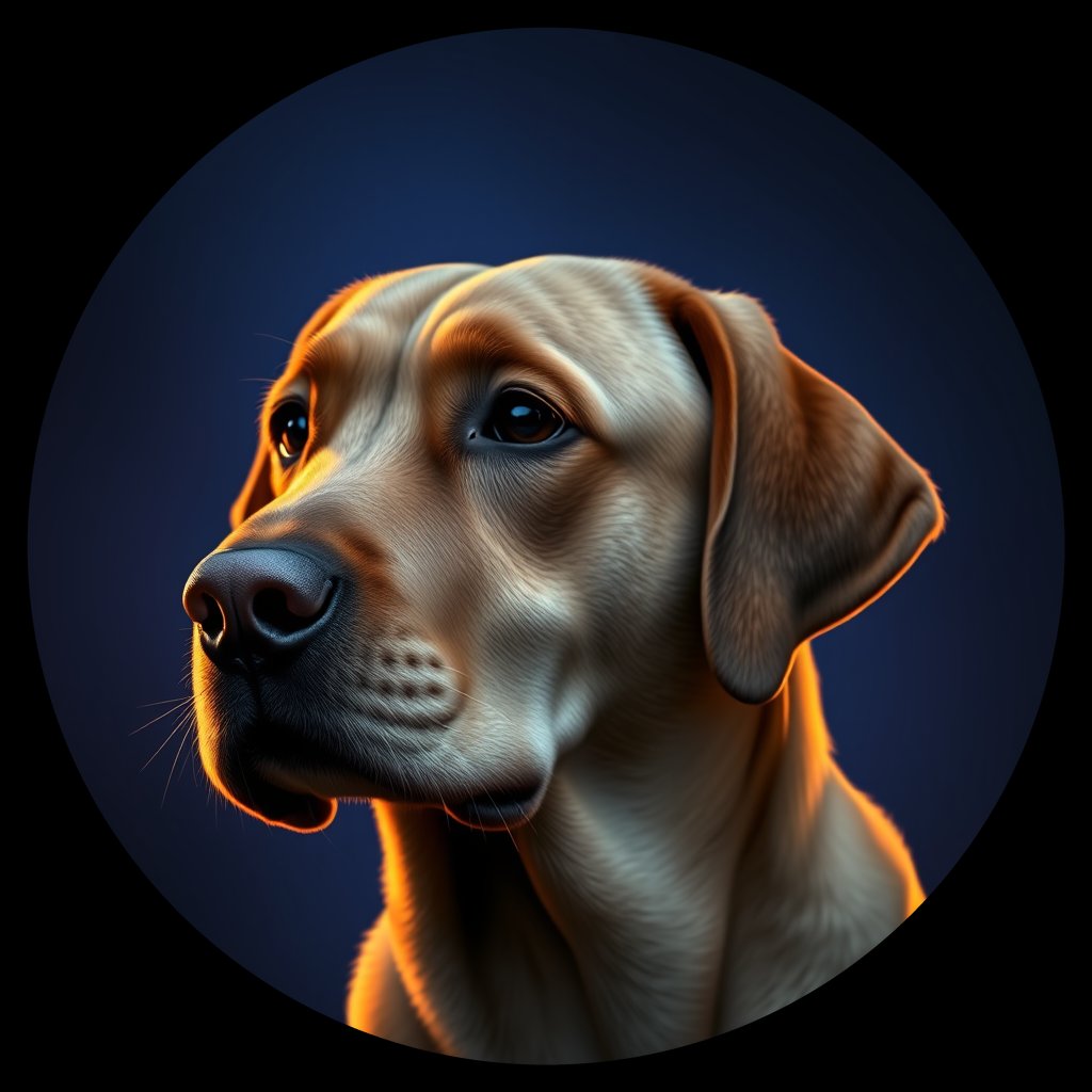 Cosmic medallion portrait of PFZ37A10_PFZ37A10, a Labrador Retriever