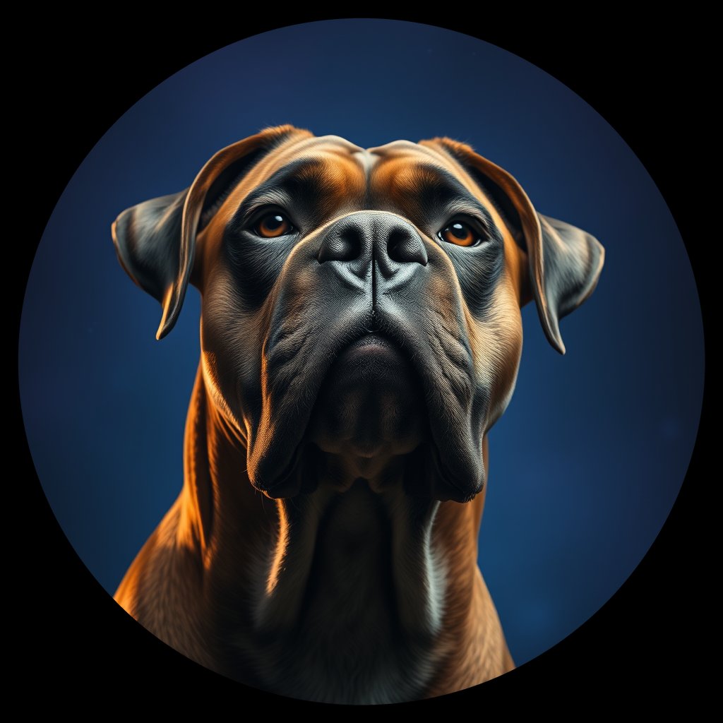 Cosmic medallion portrait of PFZ37A12_PFZ37A12, a Boxer