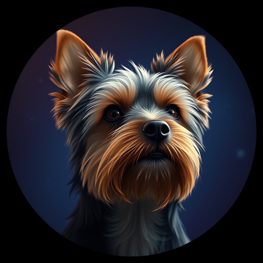 Cosmic medallion portrait of PFZ37B03_PFZ37B03, a Yorkshire Terrier