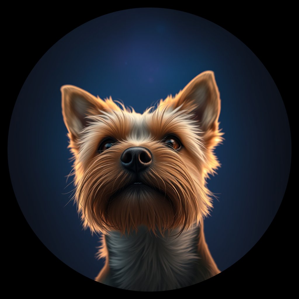 Cosmic medallion portrait of PFZ37B04_PFZ37B04, a Yorkshire Terrier