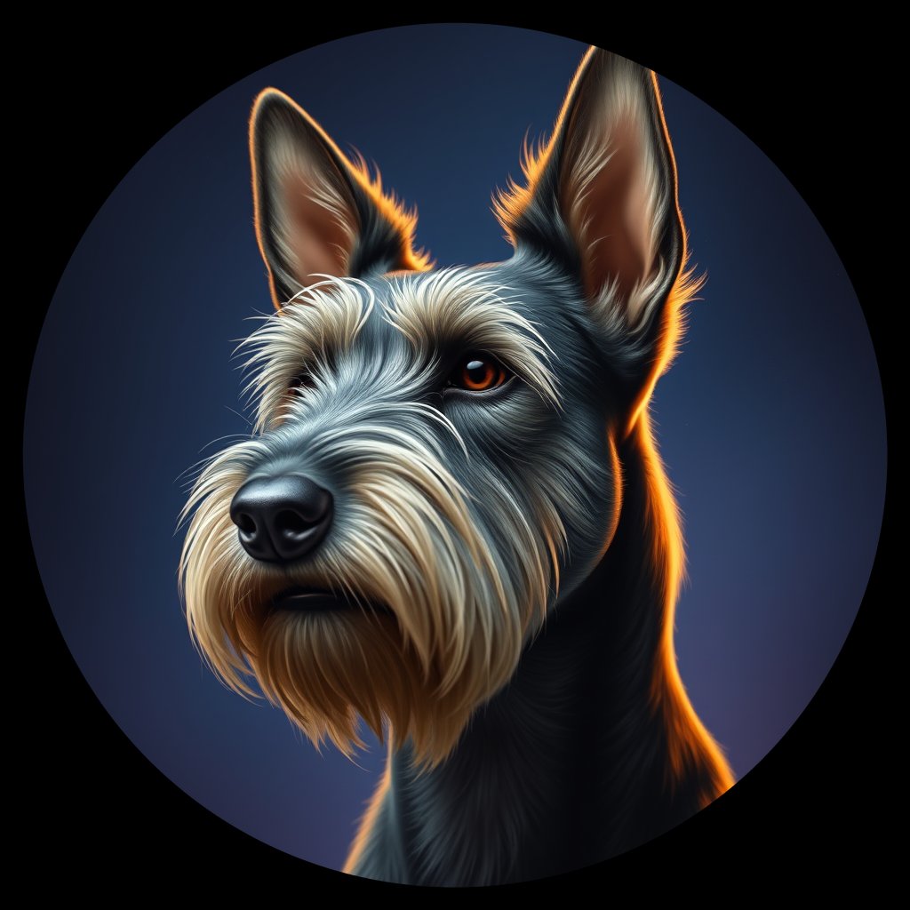 Cosmic medallion portrait of PFZ37B06_PFZ37B06, a Scottish Terrier