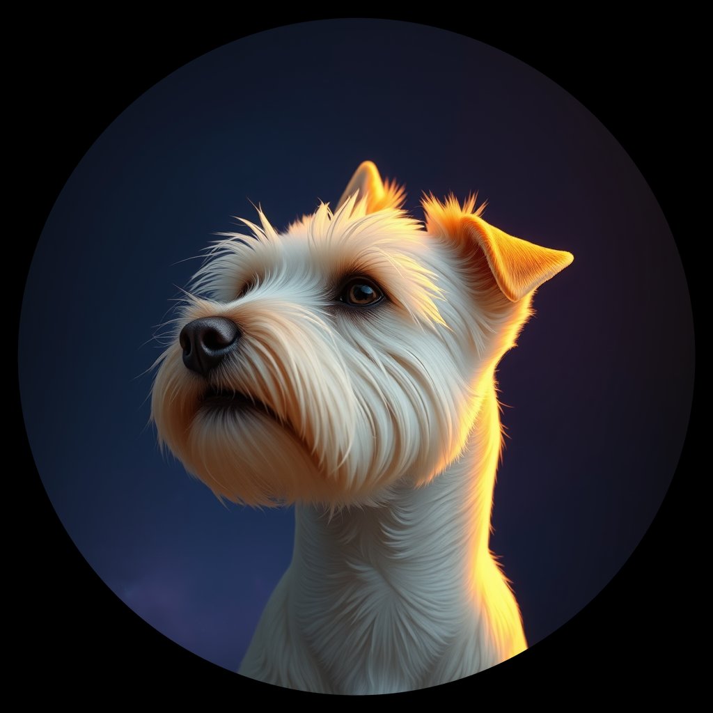 Cosmic medallion portrait of PFZ37B07_PFZ37B07, a Scottish Terrier