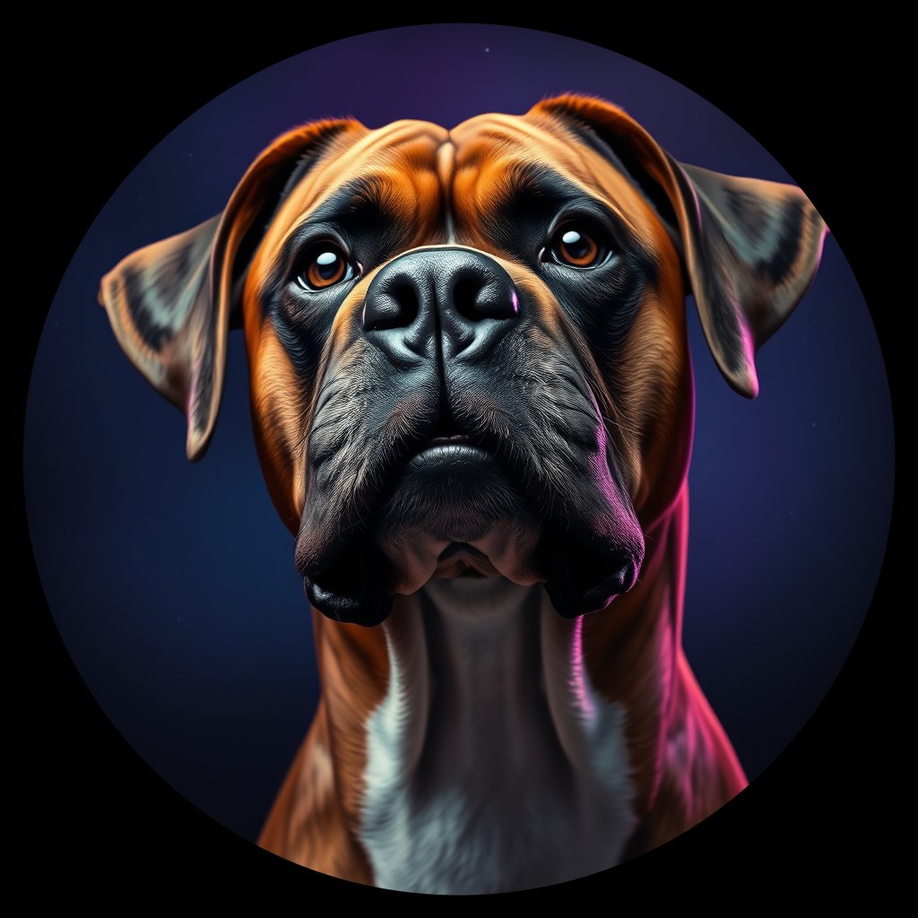 Cosmic medallion portrait of PFZ37B12_PFZ37B12, a Boxer