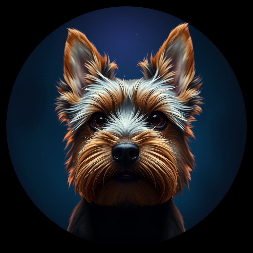 Cosmic medallion portrait of PFZ37C03_PFZ37C03, a Yorkshire Terrier