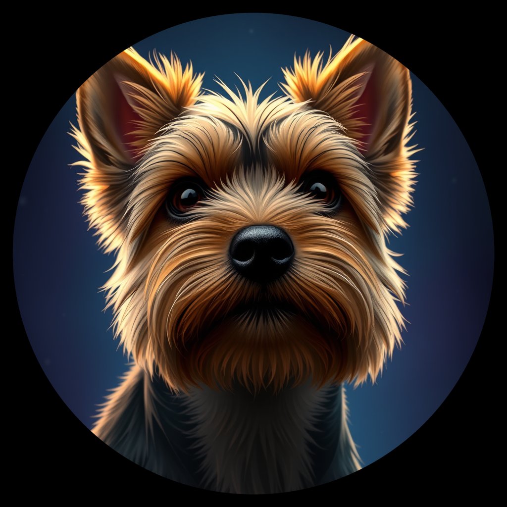 Cosmic medallion portrait of PFZ37C04_PFZ37C04, a Yorkshire Terrier