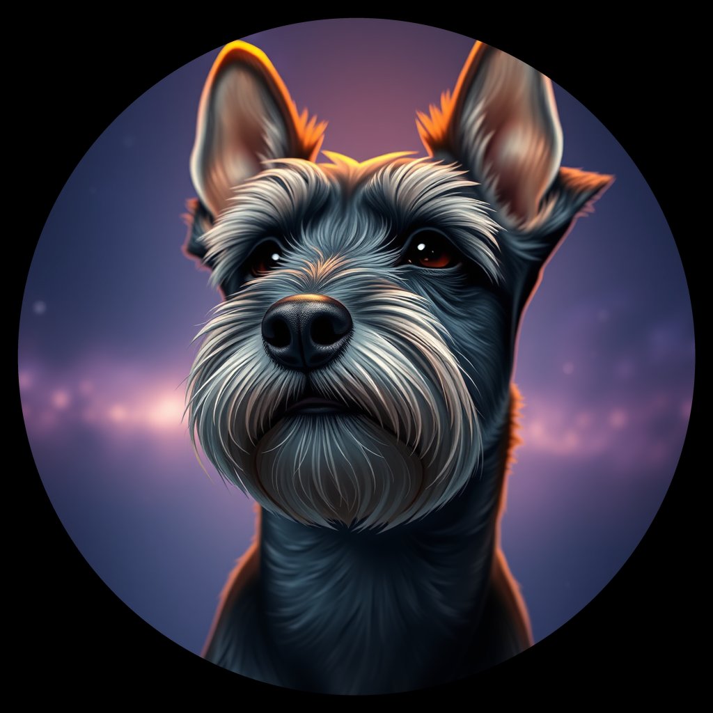 Cosmic medallion portrait of PFZ37C05_PFZ37C05, a Miniature Schnauzer