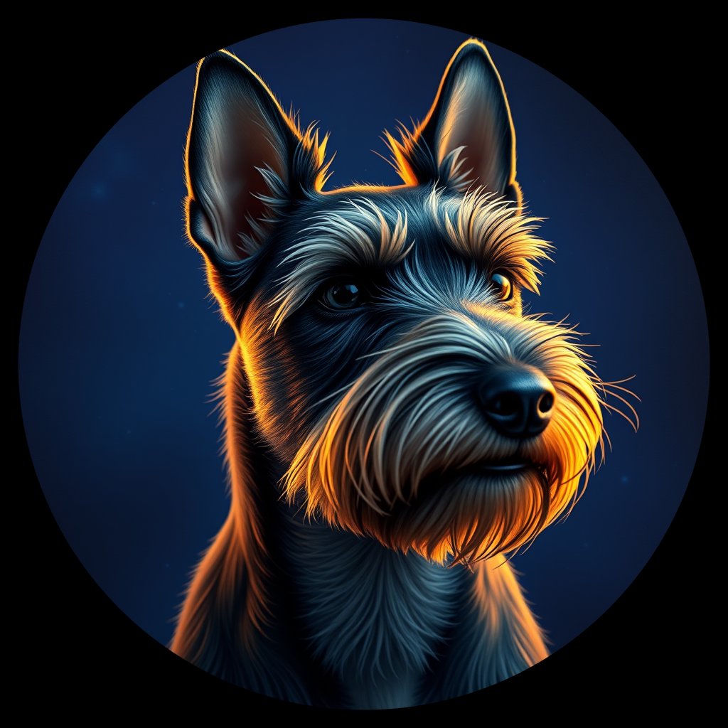 Cosmic medallion portrait of PFZ37C06_PFZ37C06, a Scottish Terrier