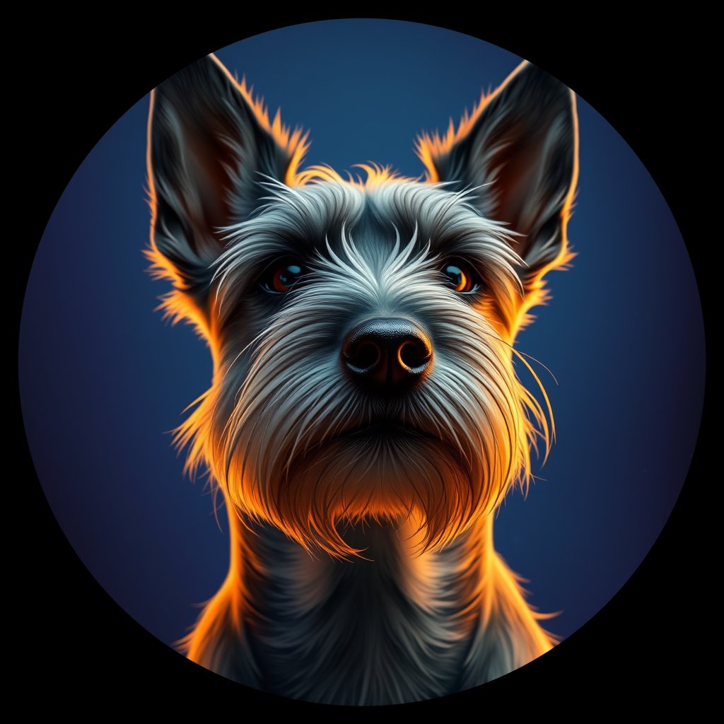 Cosmic medallion portrait of PFZ37C07_PFZ37C07, a Scottish Terrier