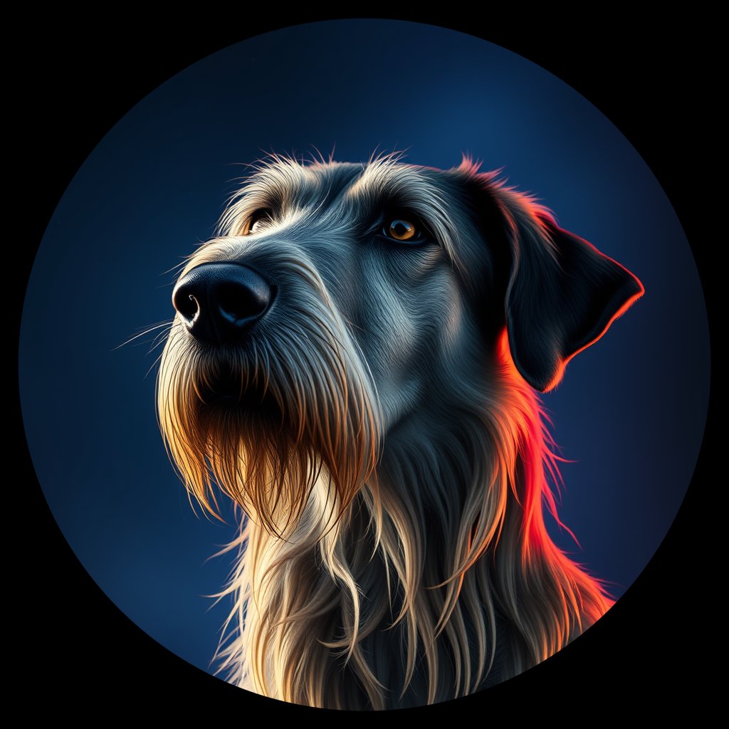 Cosmic medallion portrait of PFZ37C10_PFZ37C10, a Irish Wolfhound