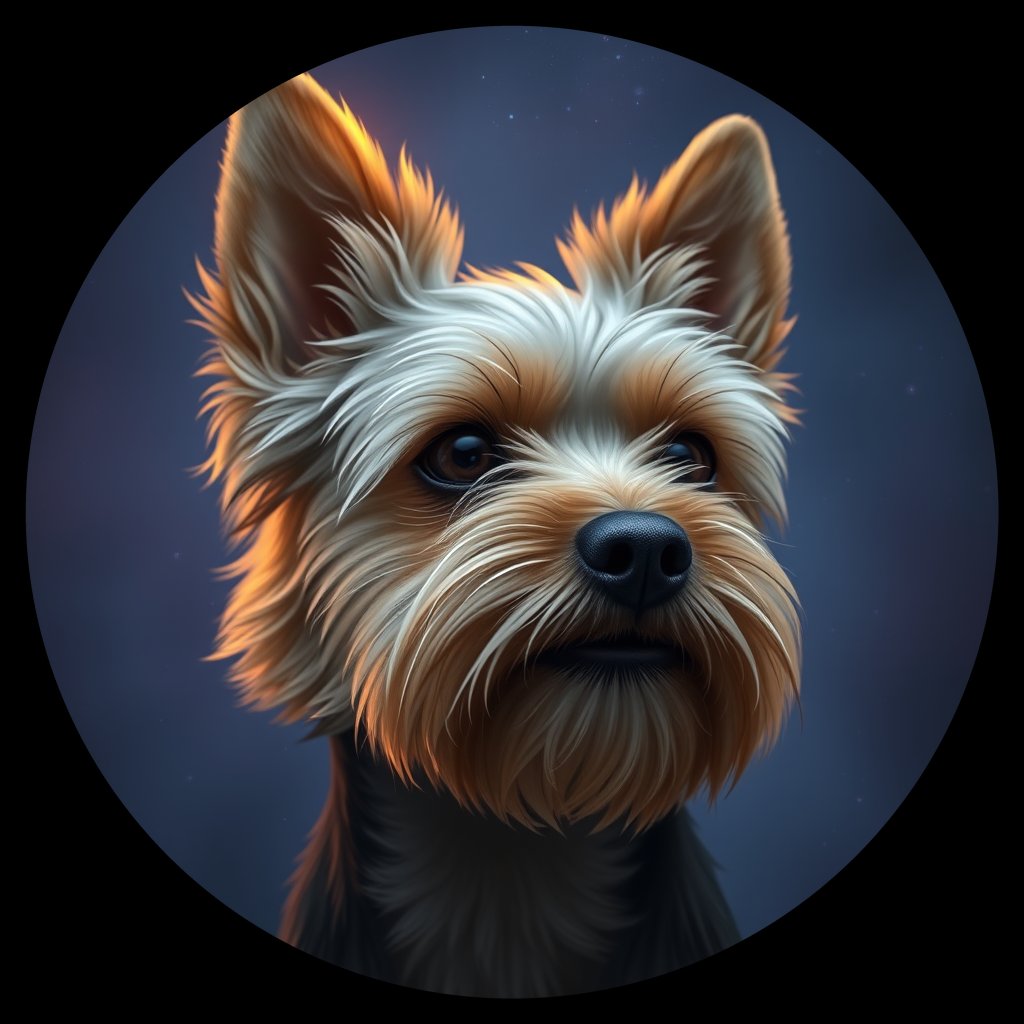 Cosmic medallion portrait of PFZ37D03_PFZ37D03, a Yorkshire Terrier