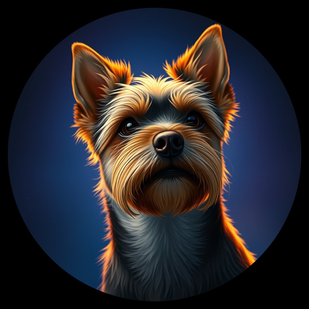 Cosmic medallion portrait of PFZ37D04_PFZ37D04, a Yorkshire Terrier