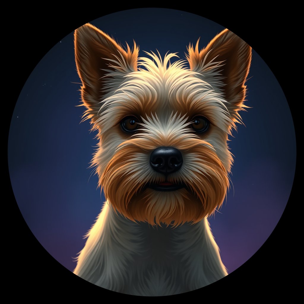 Cosmic medallion portrait of PFZ37D05_PFZ37D05, a Cairn Terrier