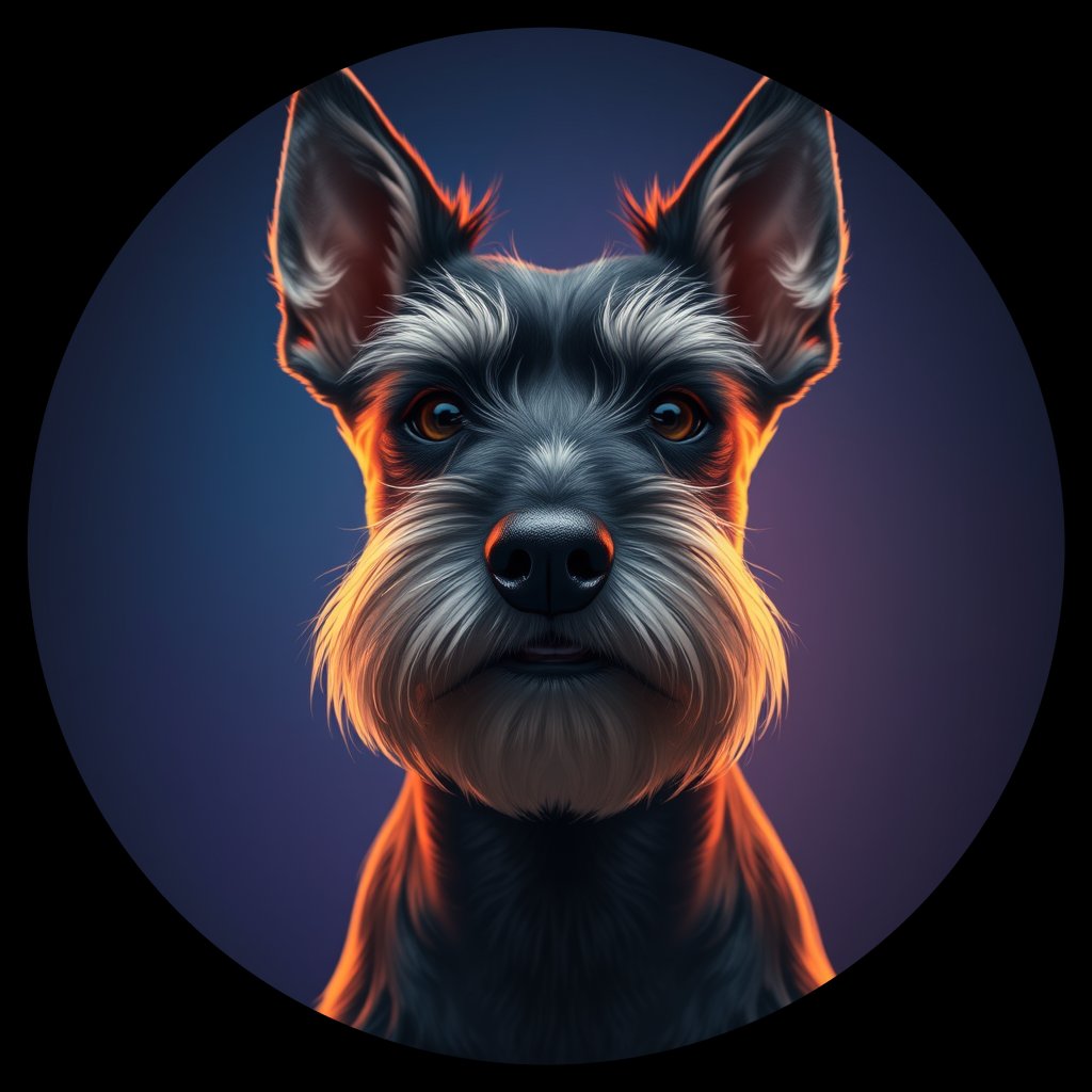 Cosmic medallion portrait of PFZ37D08_PFZ37D08, a Miniature Schnauzer