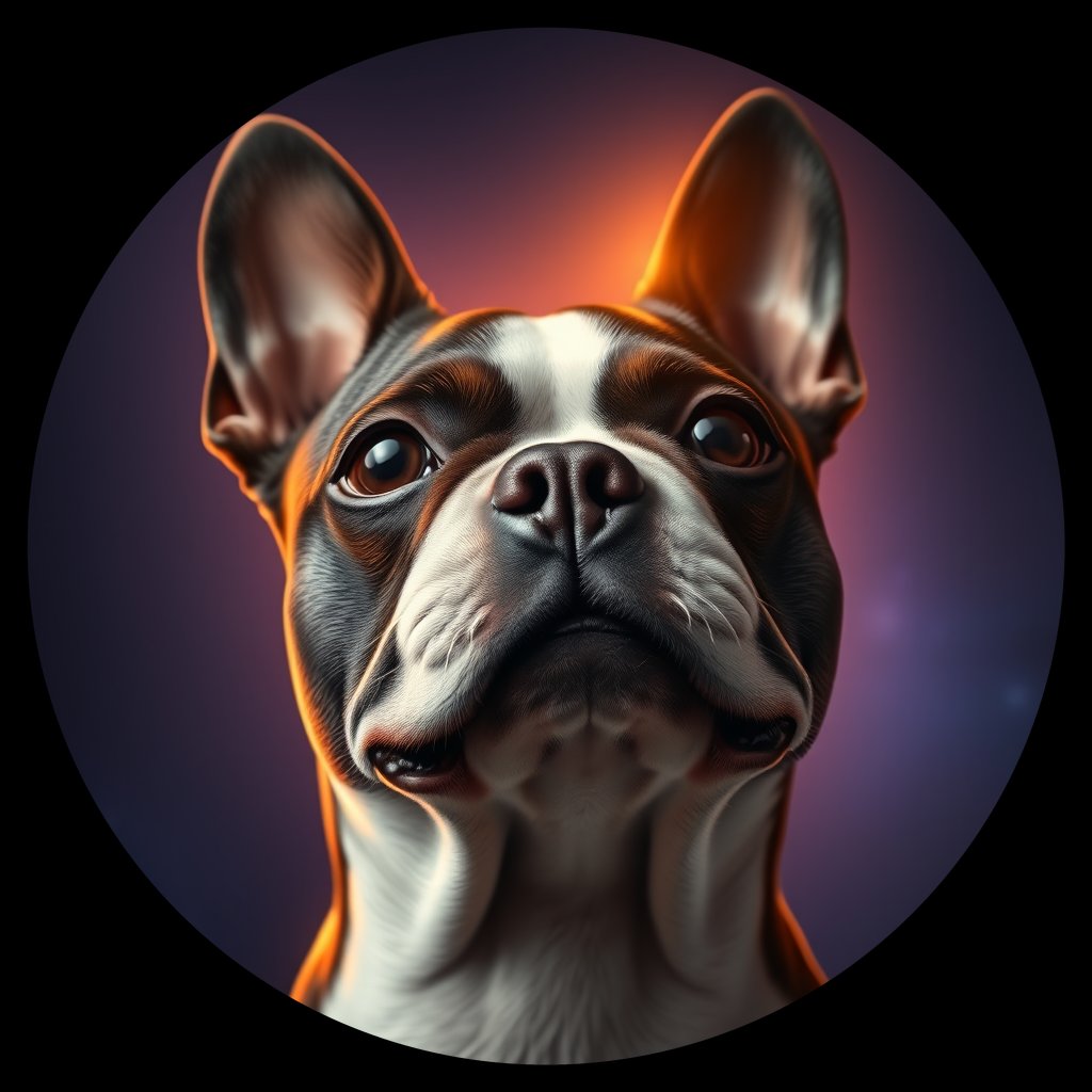 Cosmic medallion portrait of PFZ37D09_PFZ37D09, a Boston Terrier