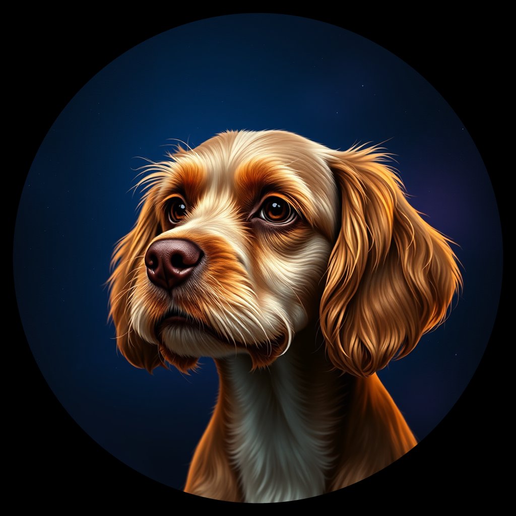 Cosmic medallion portrait of PFZ37D11_PFZ37D11, a American Cocker Spaniel