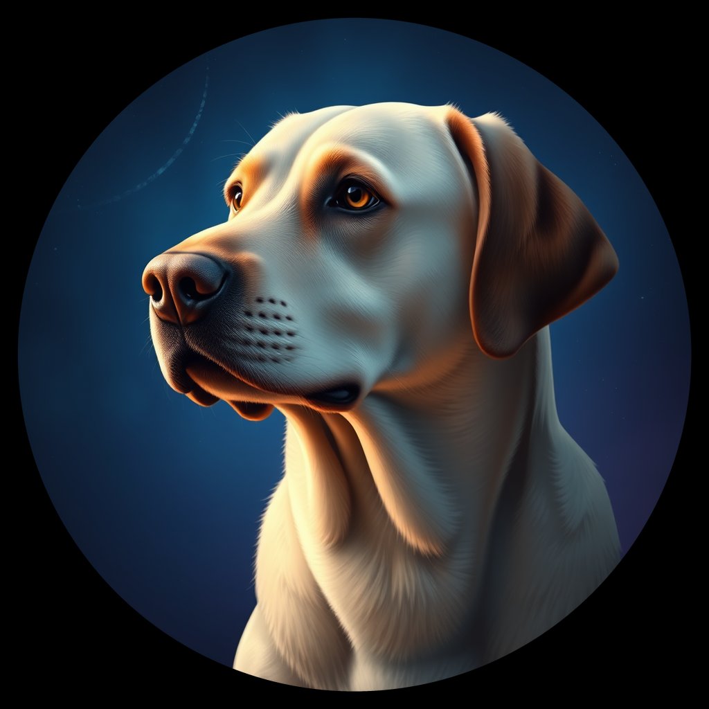Cosmic medallion portrait of PFZ37D12_PFZ37D12, a Labrador Retriever