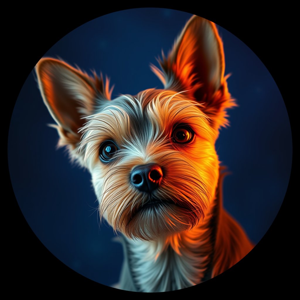 Cosmic medallion portrait of PFZ37E03_PFZ37E03, a Yorkshire Terrier