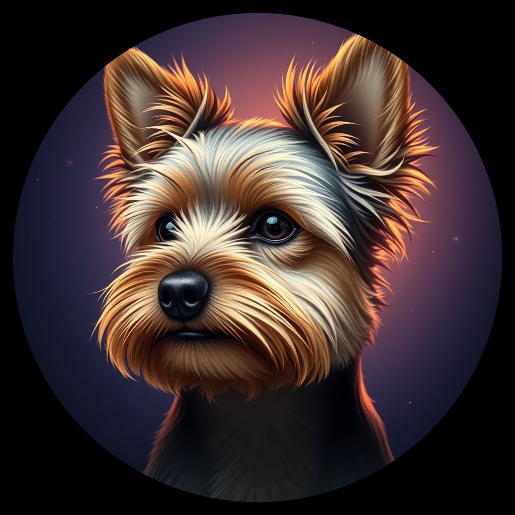Cosmic medallion portrait of PFZ37E04_PFZ37E04, a Yorkshire Terrier