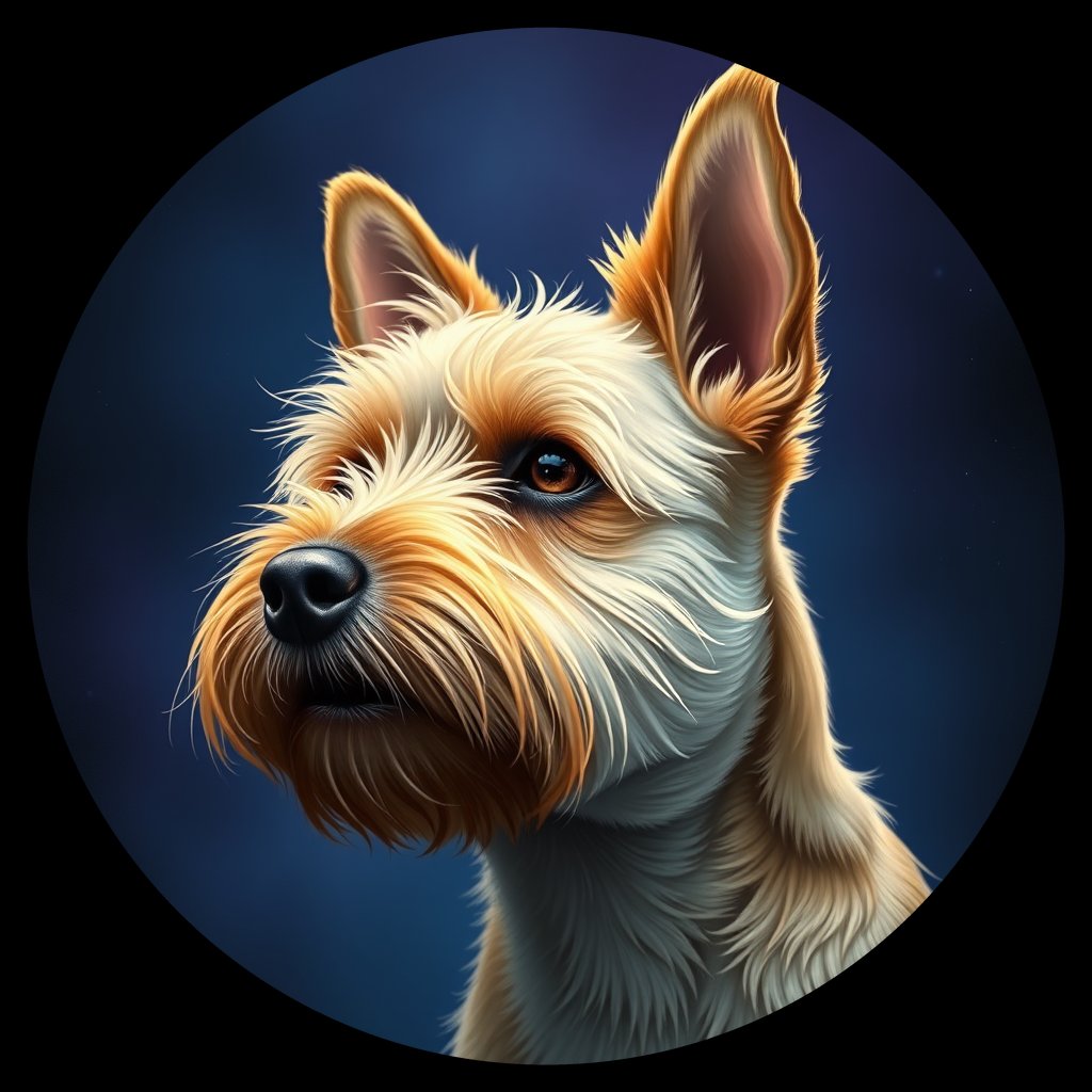 Cosmic medallion portrait of PFZ37E05_PFZ37E05, a Cairn Terrier