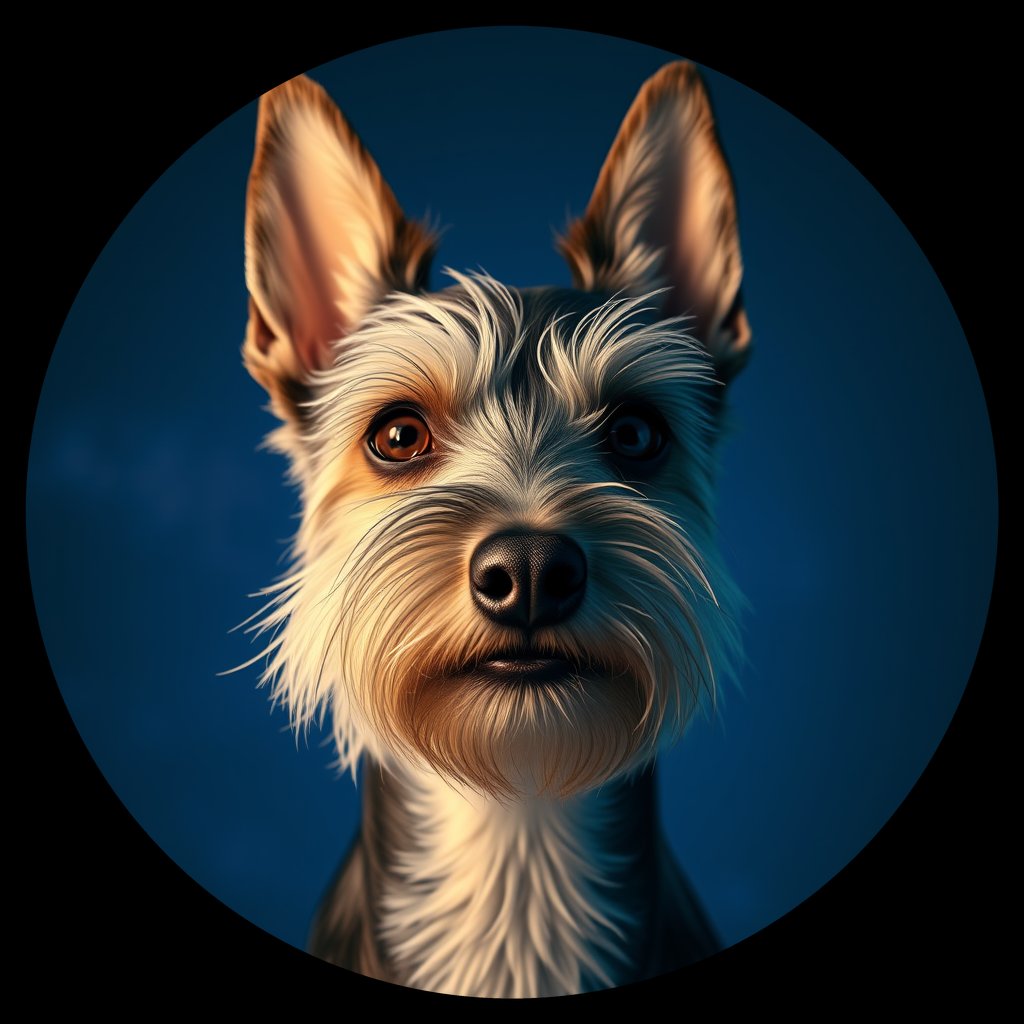Cosmic medallion portrait of PFZ37E06_PFZ37E06, a Scottish Terrier