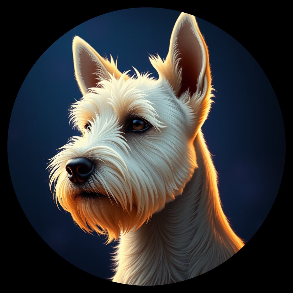 Cosmic medallion portrait of PFZ37E07_PFZ37E07, a Scottish Terrier