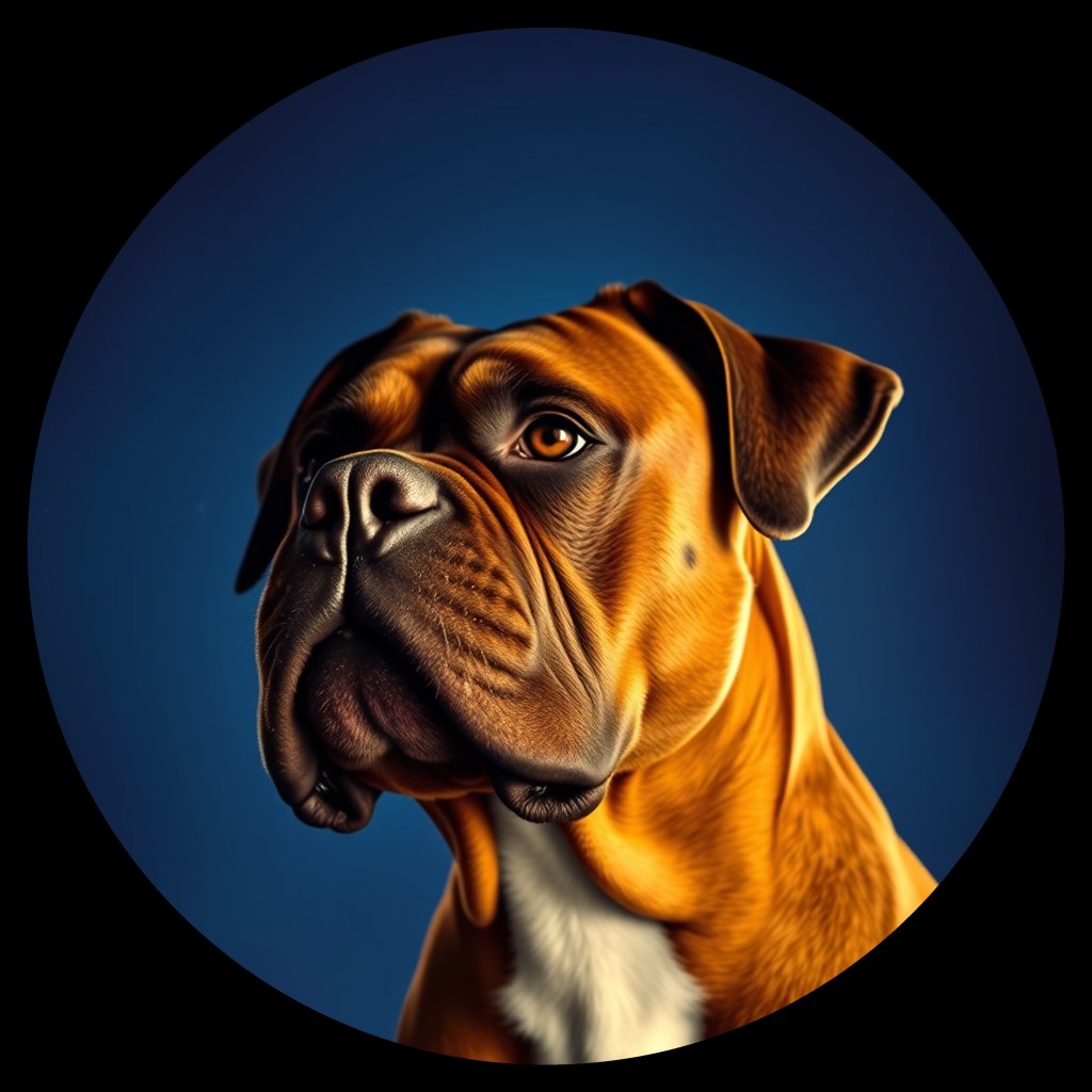 Cosmic medallion portrait of PFZ37E09_PFZ37E09, a Boxer
